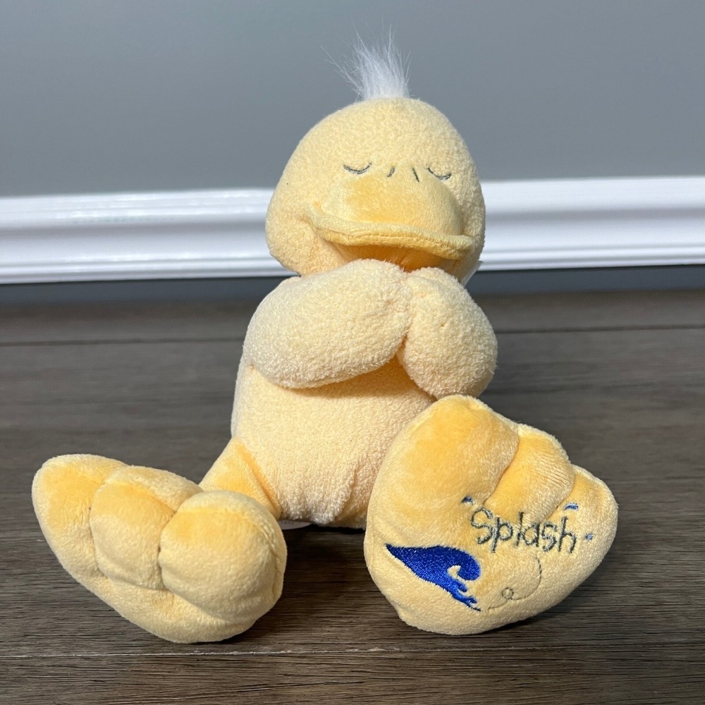 Bright Inspirations Splash Duck Plush Stuffed Animal Toy Yellow Embroidered Wave